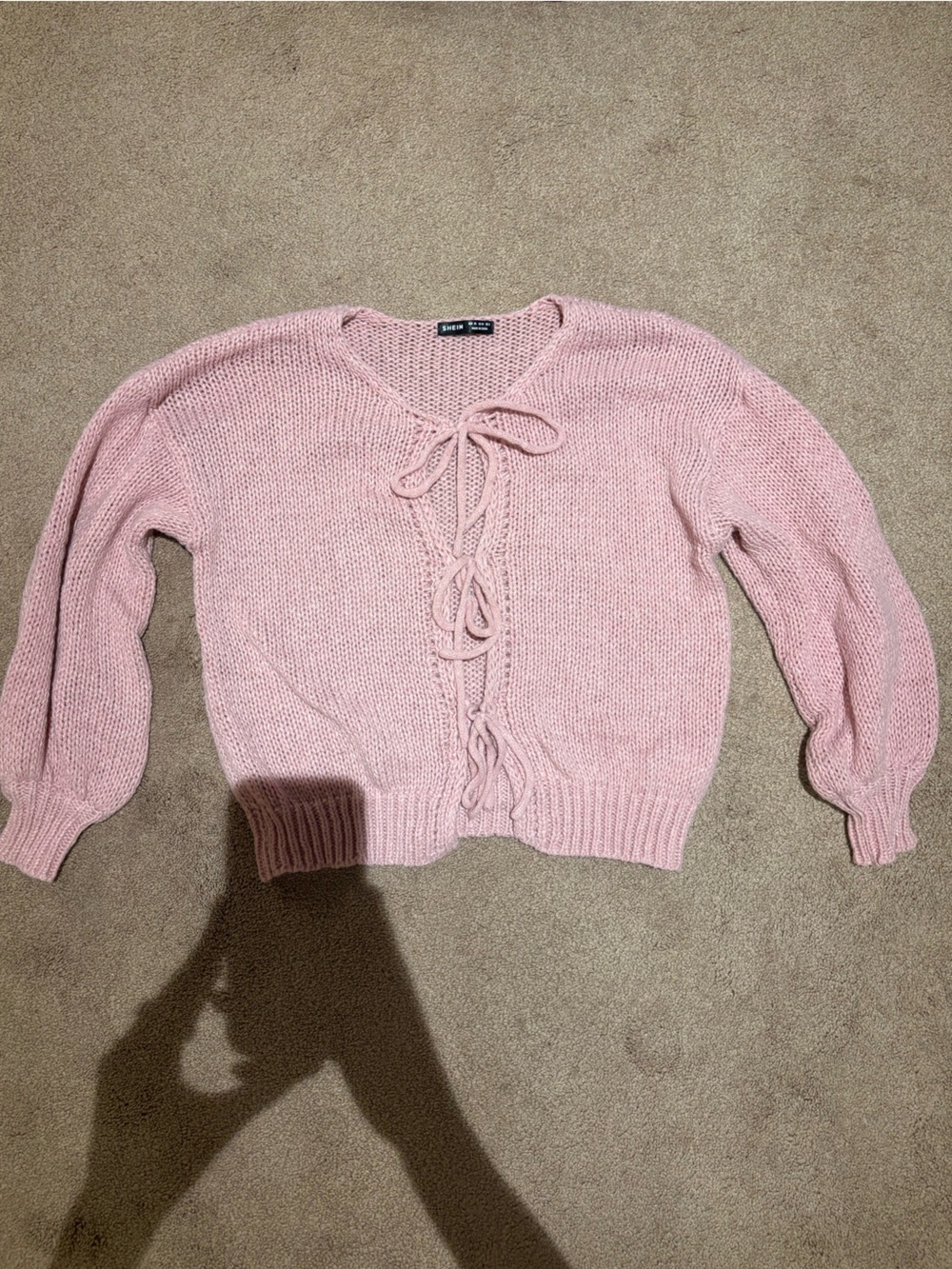 SHEIN Pink tie Knit Sweater size xs